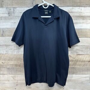 BOSS Hugo Boss Pye Modern Camp Collar Polo Shirt Black Mercerised XL